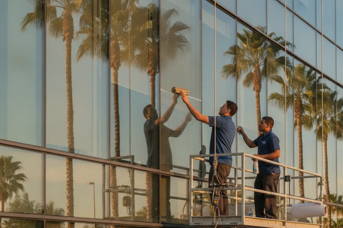 San Diego office building with commercial window tinting on south-facing glass panels reducing glare and heat gain