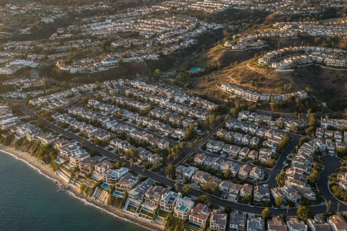 Aerial view of San Diego neighborhoods showing coastal and inland residential areas on a clear sunny day